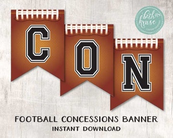 Football Concessions Printable Banner INSTANT DOWNLOAD by Beth Kruse Custom Creations