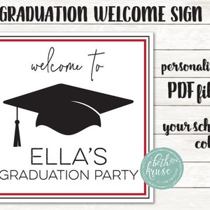 Graduation Welcome Sign -- Simple Modern Design -- Personalized Printable PDF File --  by Beth Kruse Custom Creations