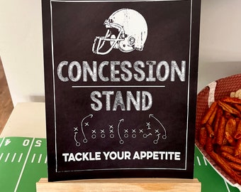 Concession Stand 8x10 and 5x7 inch Printable Sign PDF INSTANT DOWNLOAD -- chalkboard football design by Beth Kruse Custom Creations