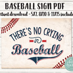 Baseball &#39;No Crying&#39; Sign: Baby Shower Decor (PDF File)