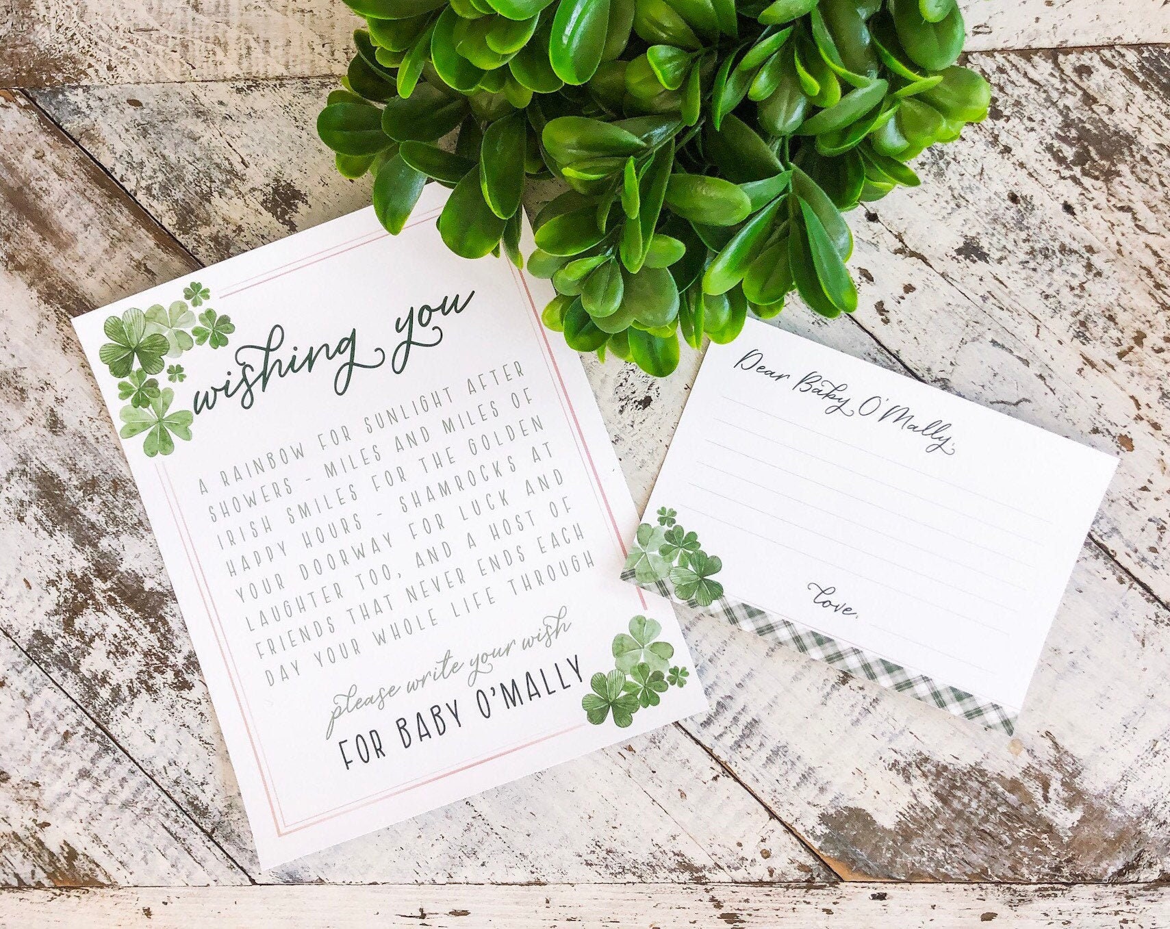 Irish Baby Shower Wish Card and Sign O'baby Memory Book - Etsy