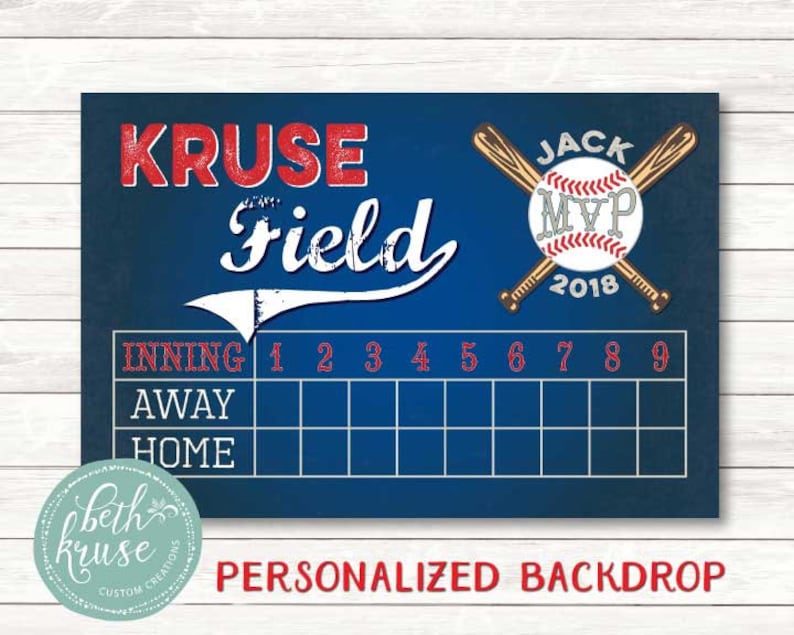 Scoreboard Baseball Backdrop Customized Printable PDF File Etsy
