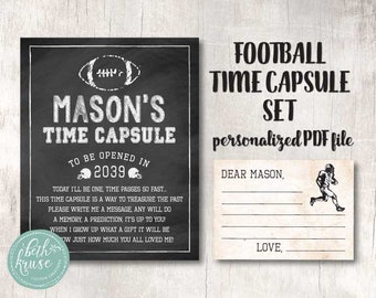 Football -- Time Capsule Set -- Chalkboard Style --- Customized Printable PDF file -- First Birthday Memory -- Rookie Year by Beth Kruse CC