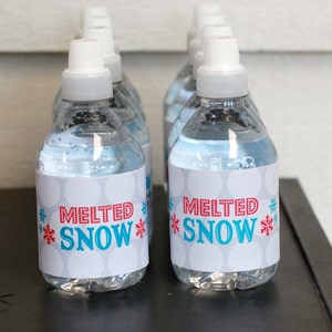 melted snow water bottle wraps - instant download