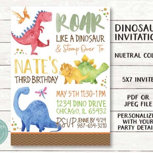 Dinosaur Food Labels Customized Printable PDF Files Colorful Dinosaur Party by Beth Kruse CC image 9