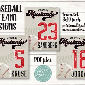 Personalized Baseball Team Pinstripe Sign: Tournament Door Decor (PDF Files)