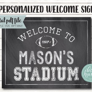 Football Welcome Sign -- Personalized Printable PDF Party Sign -- Chalkboard Style --- by Beth Kruse Custom Creations