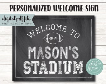 Football Welcome Sign -- Personalized Printable PDF Party Sign -- Chalkboard Style --- by Beth Kruse Custom Creations