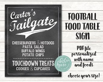 Football Tailgate Menu -- Personalized Printable Concessions Sign -- Chalkboard Style --- PDF file by Beth Kruse Custom Creations