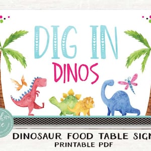 Dinosaur Food Labels Customized Printable PDF Files Colorful Dinosaur Party by Beth Kruse CC image 4