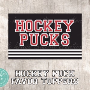 Hockey Party CUSTOM COLORS Favor Topper Digital PDF file by Beth Kruse Custom Creations image 1