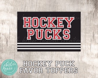 Hockey Party CUSTOM COLORS Favor Topper  - Digital PDF file - by Beth Kruse Custom Creations