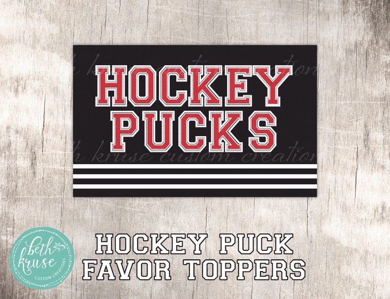 Hockey Party CUSTOM COLORS Favor Topper Digital PDF file by Beth Kruse Custom Creations image 1