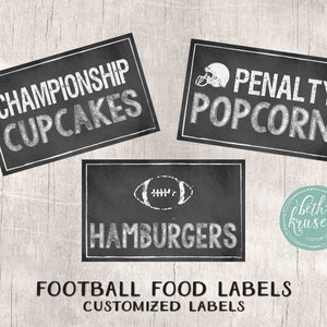 Football -- Printable Food Labels -- Chalkboard Style --- Customized PDF file by Beth Kruse Custom Creations