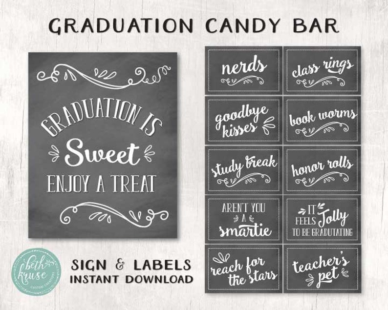 Graduation Candy Bar Chalkboard Package Sweet Table INSTANT DOWNLOAD by Beth Kruse Custom Creations image 1