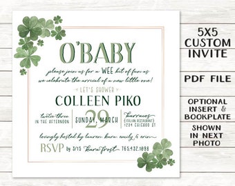 Irish Baby Shower Invitation -- O'Baby Printable Invite -- PDF File -- St Patrick's Day Baby Shower by Beth Kruse CC