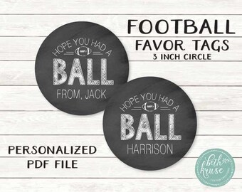 Football Favor Tag  -- Personalized Chalkboard Design by Beth Kruse Custom Creations