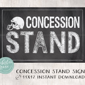 Football Party Sign: Chalkboard Concession Stand Printable (11x17, Instant Download)