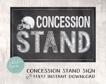 Concession Stand 11x17 Printable Sign INSTANT DOWNLOAD -- chalkboard football design by Beth Kruse Custom Creations