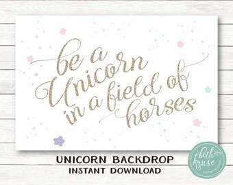 Unicorn Backdrop  - Unicorn 24x36 Poster - Printable Poster by Beth Kruse Custom Creations - click on item details - PDF