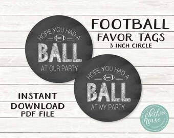 Football Favor Tag  -- Chalkboard Design  INSTANT DOWNLOAD by Beth Kruse Custom Creations