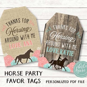 Personalized Horse Party Favor Tags (Printable PDF)