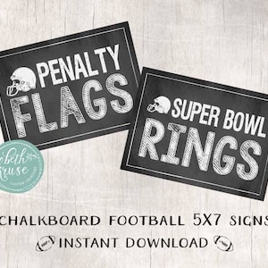Football -- Penalty Flags and Super Bowl Rings 4x6 and 5x7 Signs -- Chalkboard Signs  INSTANT DOWNLOAD by Beth Kruse Custom Creations