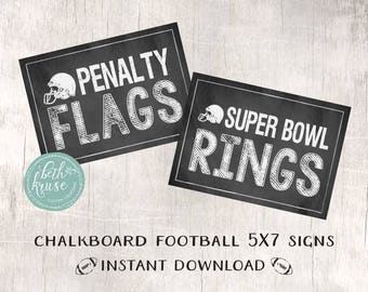 Football -- Penalty Flags and Super Bowl Rings 4x6 and 5x7 Signs -- Chalkboard Signs  INSTANT DOWNLOAD by Beth Kruse Custom Creations