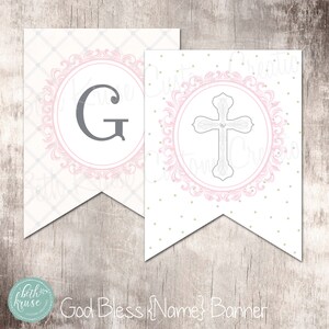 Classy First Communion/Baptism &quot;God Bless {Name}&quot; customizeable by Beth Kruse Custom Creations