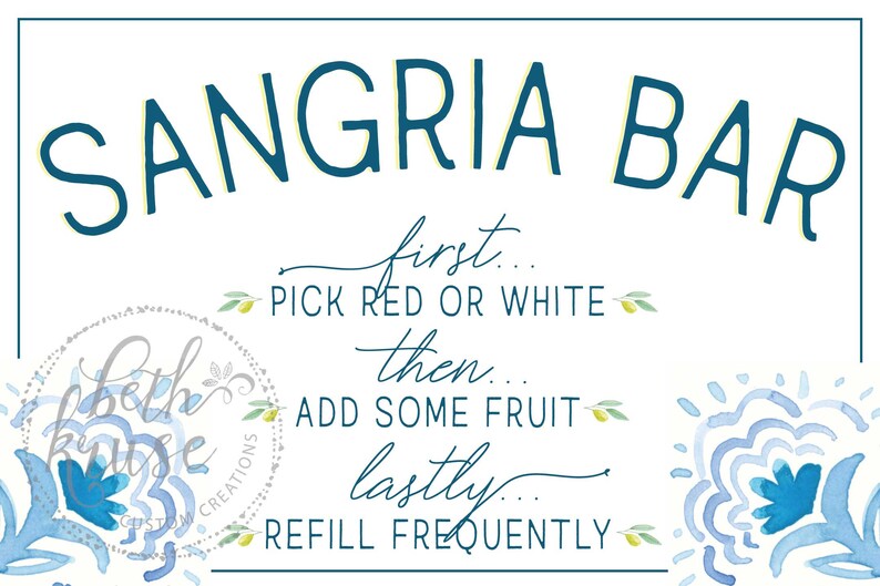 Greek Sangria Bar Sign Printable PDF Instant Download - Etsy