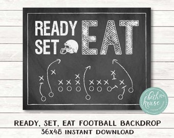 Football Backdrop---Ready Set Eat -- 36 x 48 inches -- Instant Download---Click on Item Details for More Info by Beth Kruse Custom Creations