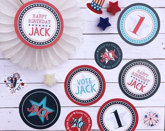 Presidential Campaign Party Circles .. Vote for President Printable PDF file .. Election Themed Birthday by Beth Kruse CC