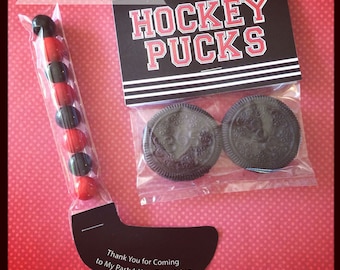 Hockey Stick Party Favor BLADE only - Personalized Favor PDF File with Print Option - Hockey Pucks Bag Topper sold separately