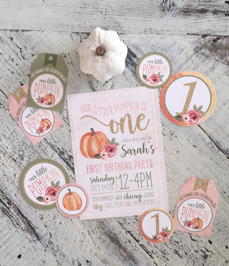 Pumpkin Patch Printable Invite Watercolor Fall Birthday - Etsy