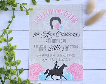 Horse Party Invitation -- Personalized Printable Pdf or Jpeg File -- Horseback Rider Party by Beth Kruse CC