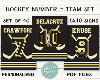 Hockey Team Signs - Tournament Door Signs - Personalized PDF files for Each Team Member - Custom Colors --  by Beth Kruse CC