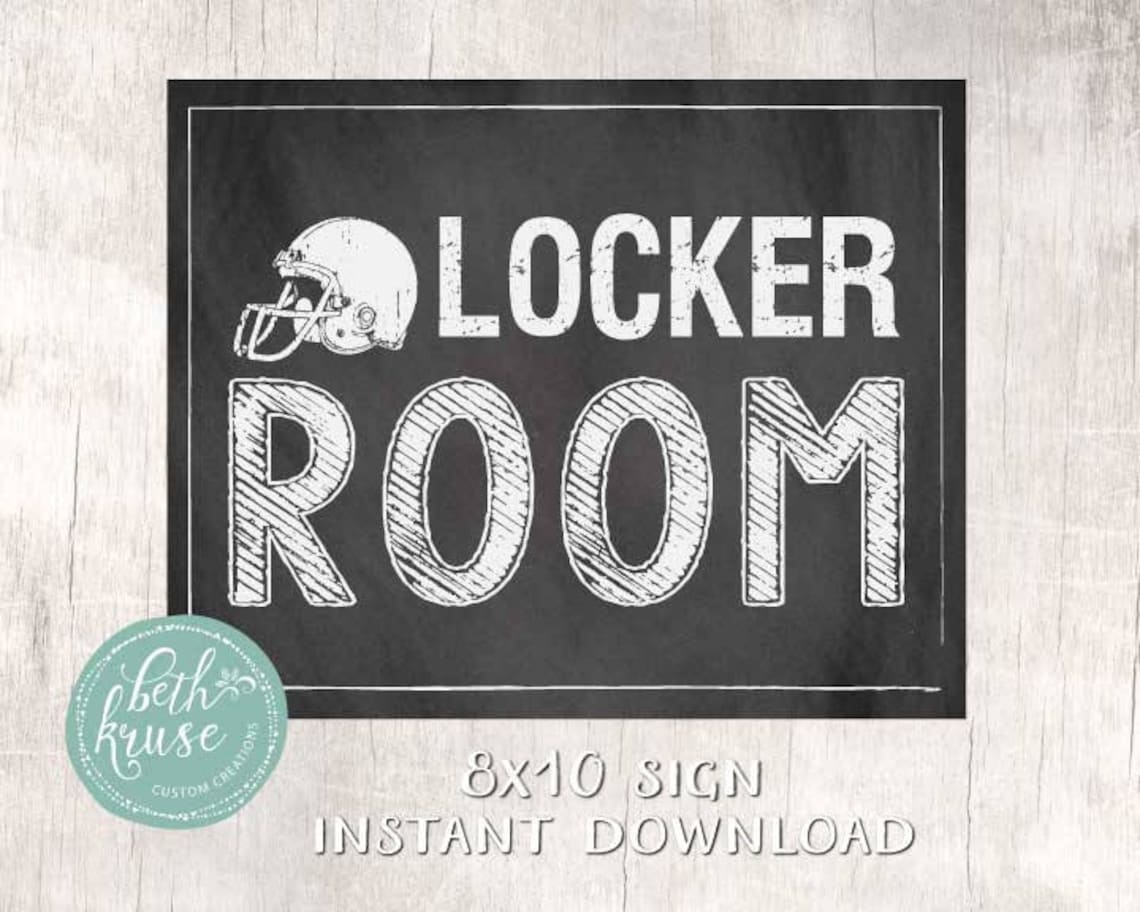 Locker Room 8x10 Printable Sign INSTANT DOWNLOAD chalkboard Etsy