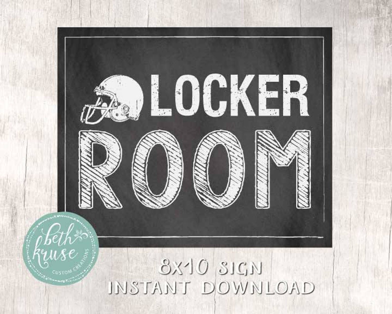 Locker Room 8x10 Printable Sign INSTANT DOWNLOAD chalkboard | Etsy