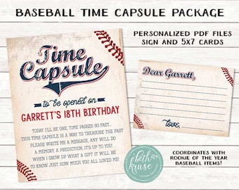 Baseball Time Capsule -- First Year Memory -- Rookie of the Year -- 1st Birthday --  Printable PDF File -- by Beth Kruse CC