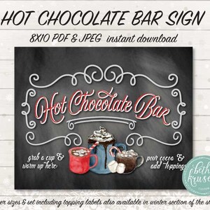 Hot Cocoa Bar Sign: Chalkboard Style, 8x10 (PDF & JPG)