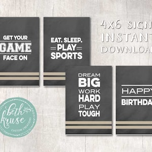 Sports Party Signs Game Face INSTANT DOWNLOAD by Beth Kruse Custom Creations image 1