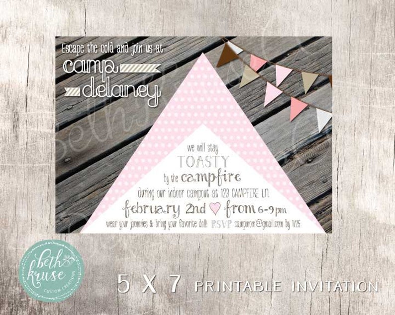 Camping Party Glamping Printable Invitation by Beth Kruse Custom Creations image 2