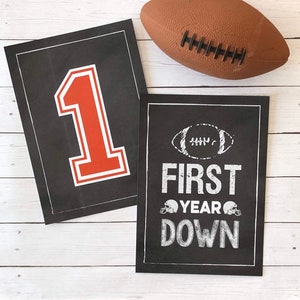 Football First Year Down Signs 5x7 and 8x10 Chalkboard Design INSTANT DOWNLOAD by Beth Kruse Custom Creations image 1