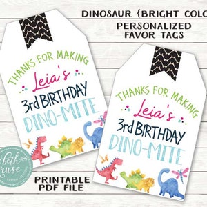 Dinosaur Food Labels Customized Printable PDF Files Colorful Dinosaur Party by Beth Kruse CC image 7