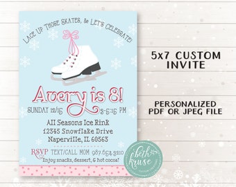 Ice Skate Party Invite --- Printable PDF or JPEG File --- Personalized Invitation by Beth Kruse Custom Creations