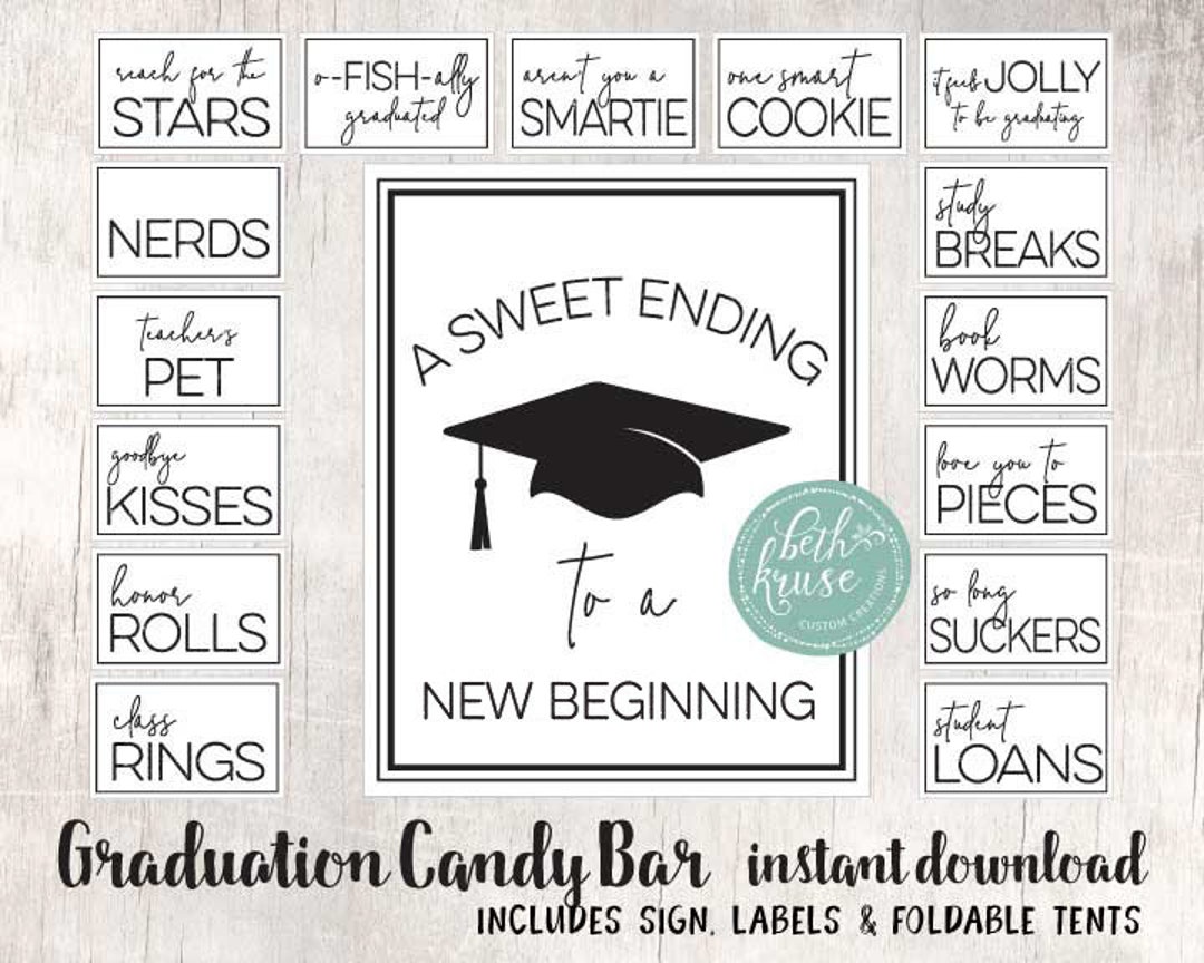 Graduation Candy Bar Modern Package Sweet Table INSTANT DOWNLOAD by