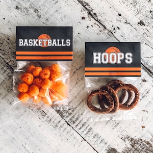 Basketball Favor -- Printable PDF Snack Bag Topper -- Basketballs and Hoops -- Chalkboard Style -- INSTANT DOWNLOAD by Beth Kruse C C
