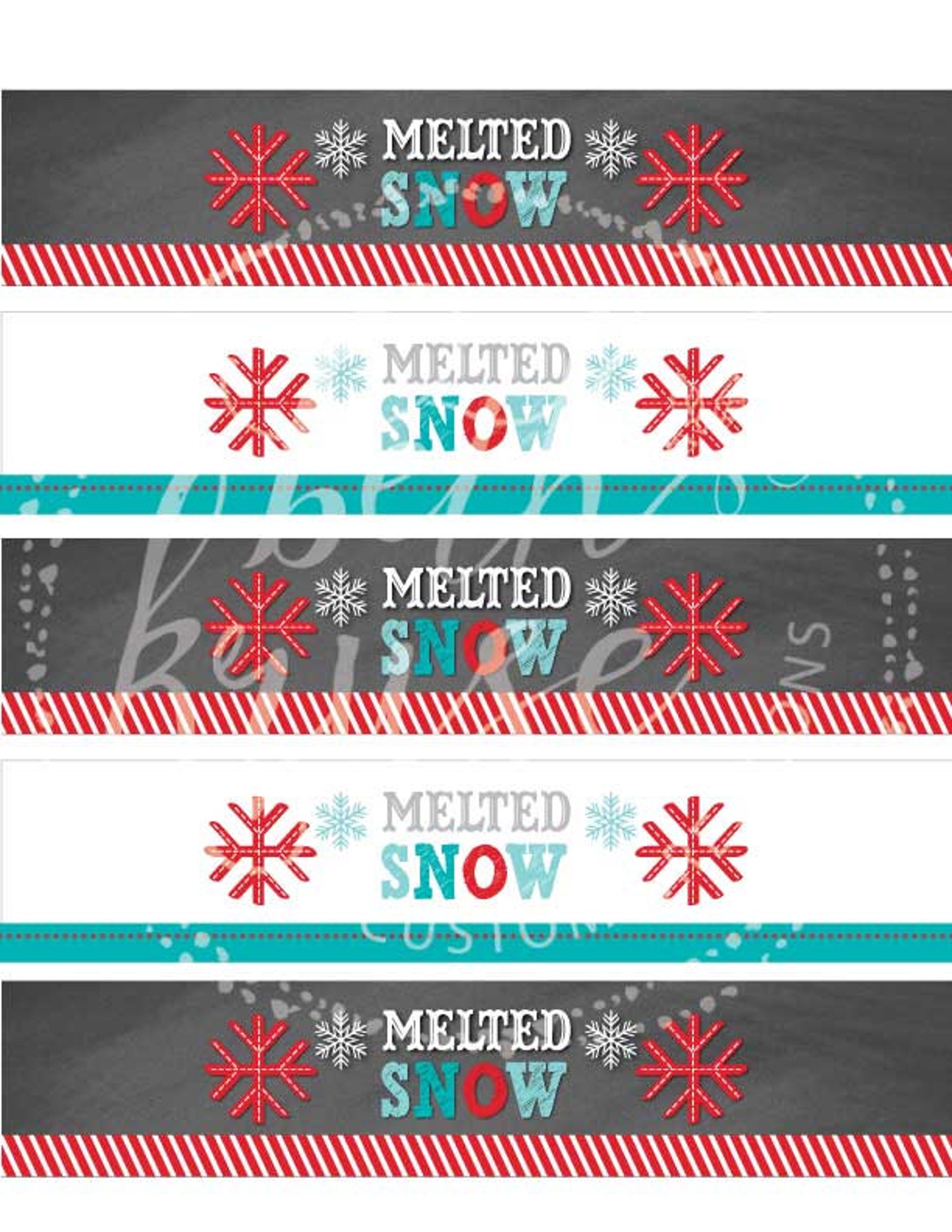 Melted Snow Water Bottle Instant Download Labels by Beth Kruse | Etsy