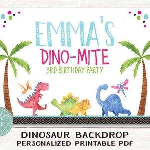 Dinosaur Food Labels Customized Printable PDF Files Colorful Dinosaur Party by Beth Kruse CC image 5