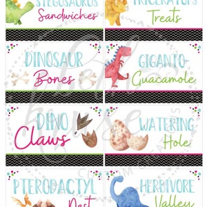 Dinosaur Food Labels Customized Printable PDF Files Colorful Dinosaur Party by Beth Kruse CC image 2